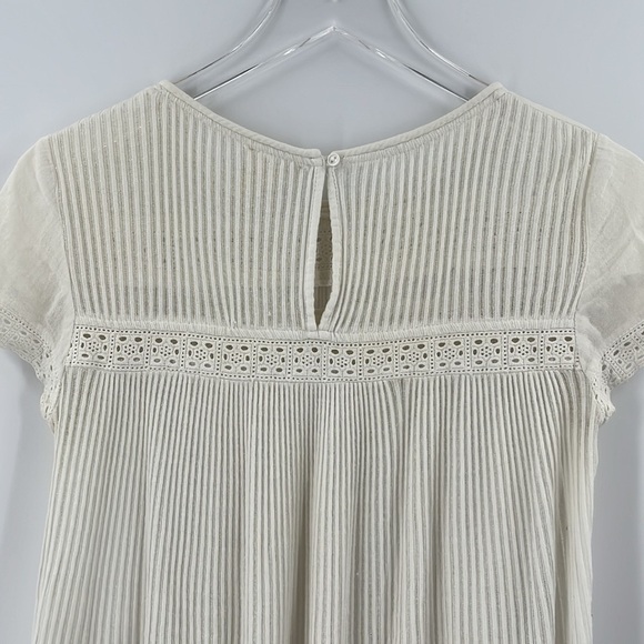 ANTHROPOLOGIE Meadow Rue Galicia Top White Eyelet Lace Ribbed Keyhole  XSmall - Picture 5 of 8